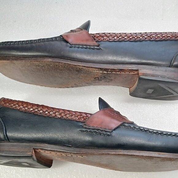 Allen Edmonds Newcastle Black & Brown Leather Braided Loafers Mens 9D Made USA main image 4